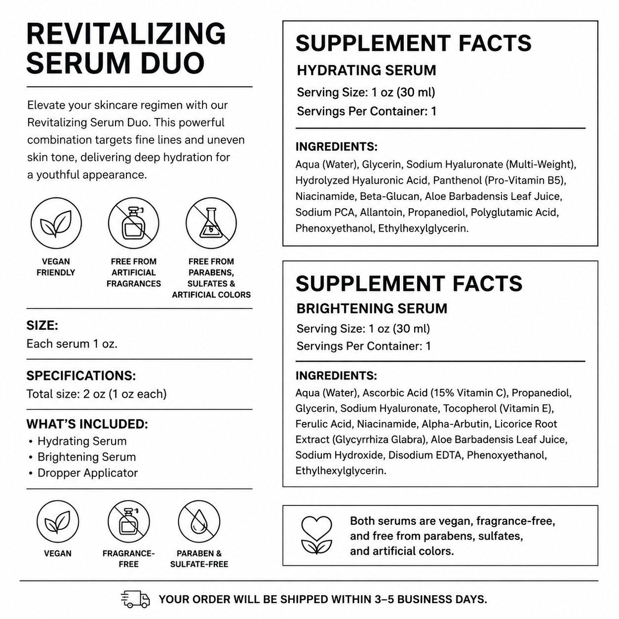 Revitalizing Serum Duo — Supplement Facts